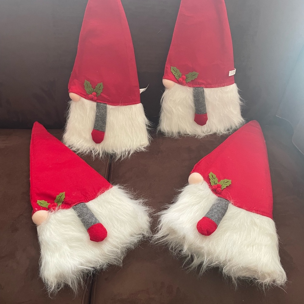 Set of Red and White Gnome Decorations